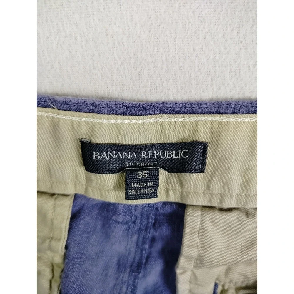 Banana Republic Shorts Mens 35 Blue Linen Chino Breathable Lightweight Casual